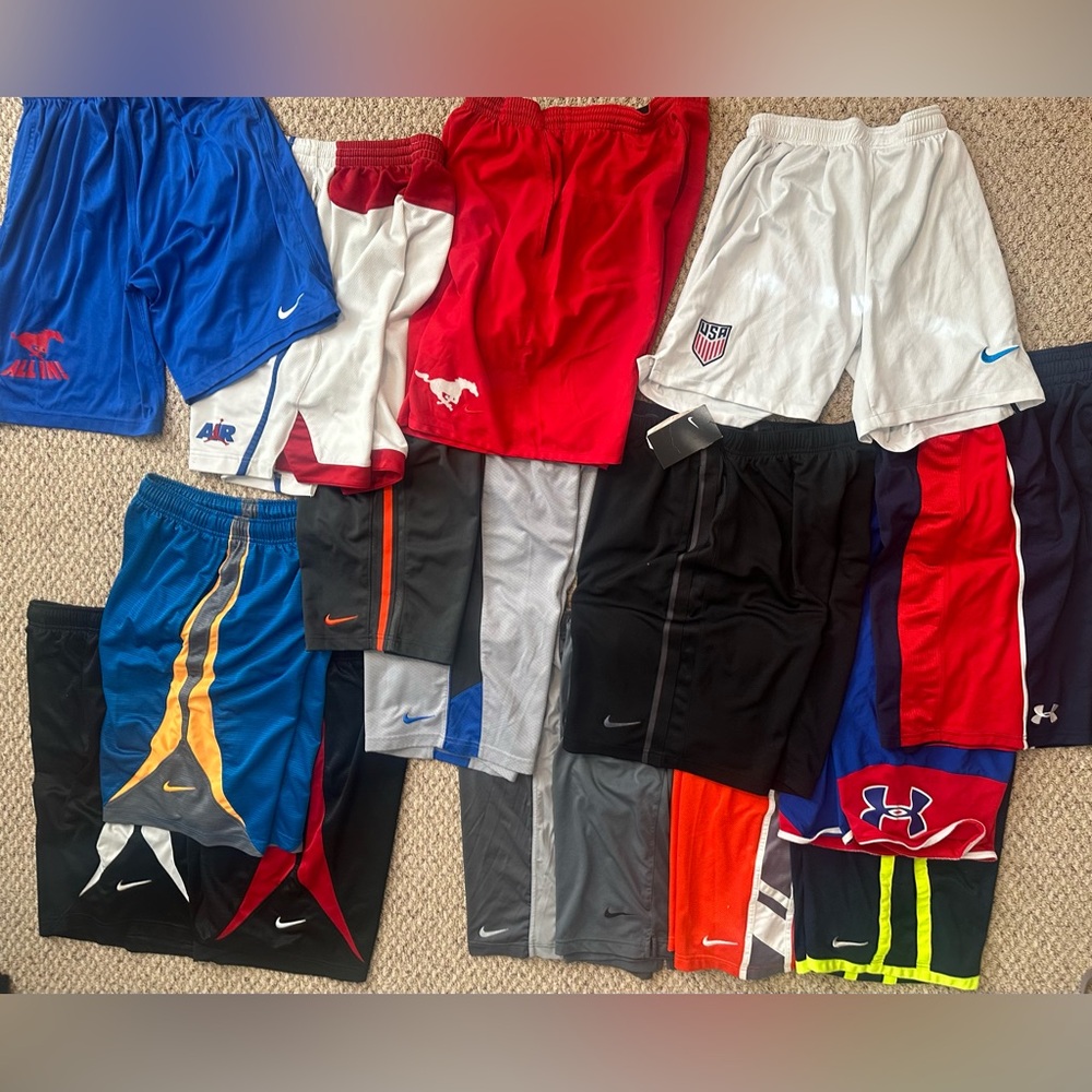 Bulk lot of 16 Nike under armor Jordan basketball soccer running shorts